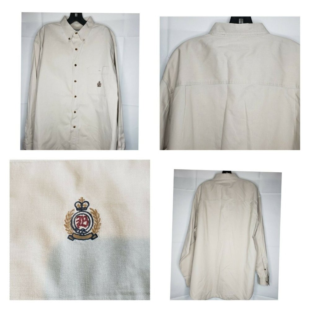 Bugle Boy L Khaki Embroidered Button Up Shirt